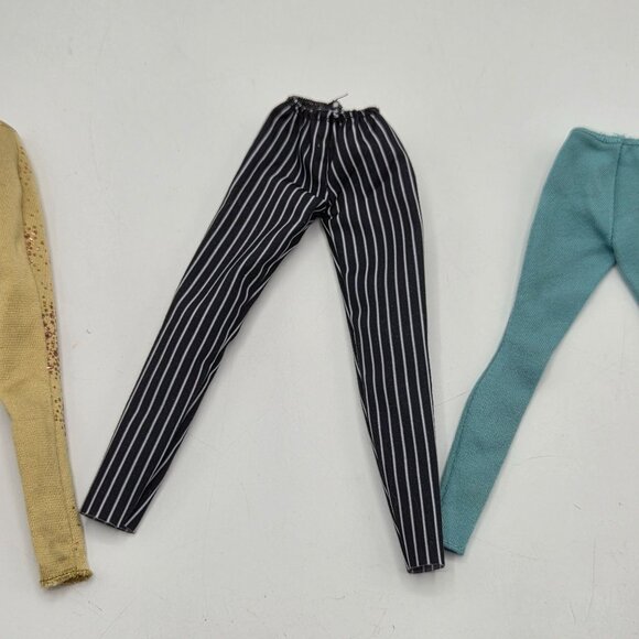 Set Of 3 Vintage Barbie Doll Pants: Yellow Speckled Black & White Striped Teal S - Picture 6 of 8